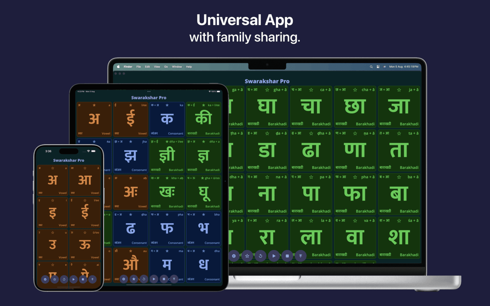 We have released Swarakshar a Devanagari Barakhadi App to Apple App Store